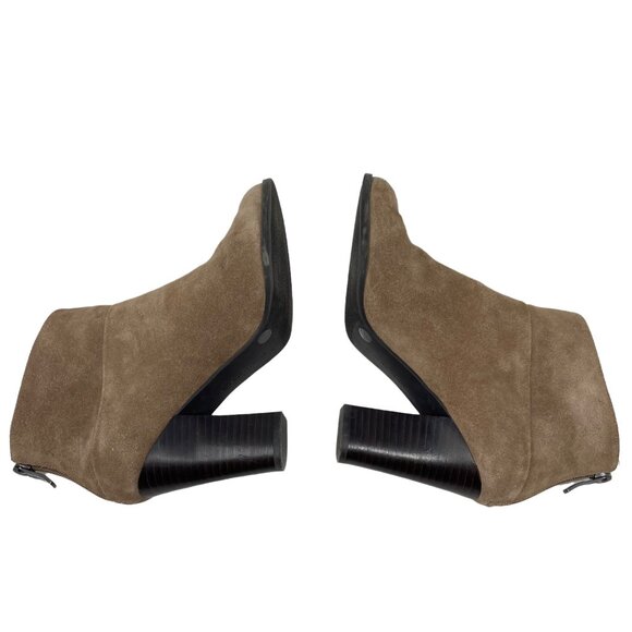 BCBGeneration Kleina Bootie Size 6.5 Tan Suede Stacked Heel Back Zipper - Picture 3 of 12